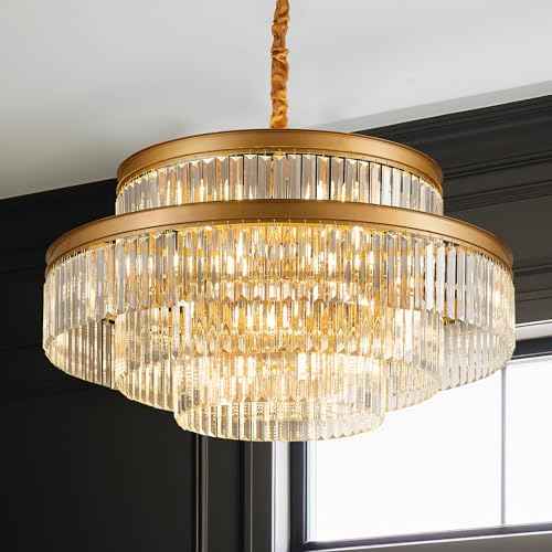Modern Luxury Crystal Chandelier Light Fixture for Dining Room Living Room