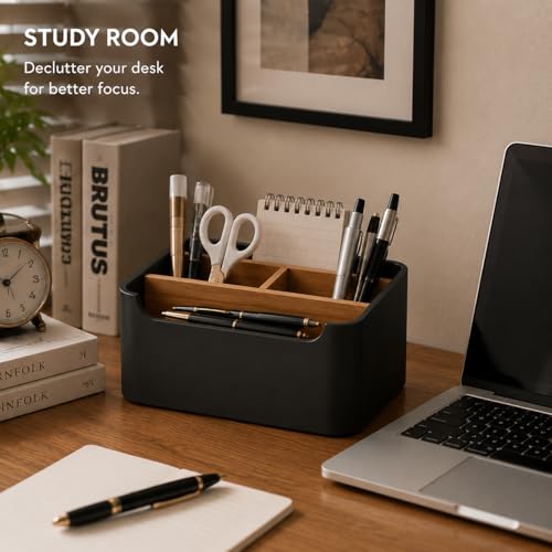 Stylish Desk Organizer and Remote Holder in Black