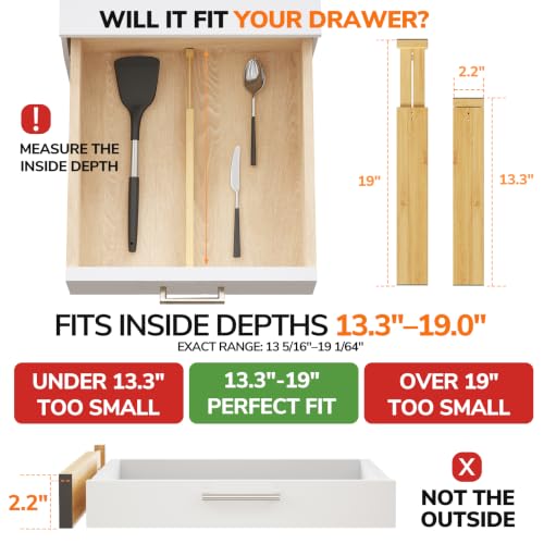 Drawer Dividers Bamboo Separators Organization Expandable Organizers for Kitchen Bedroom Bathroom Dresser Office 4