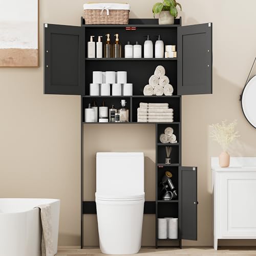 Over The Toilet Storage Cabinet with 2 Door and Toilet Paper Holder Stand