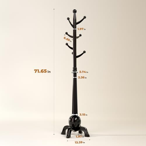 Coat Rack Freestanding with 8 Hooks