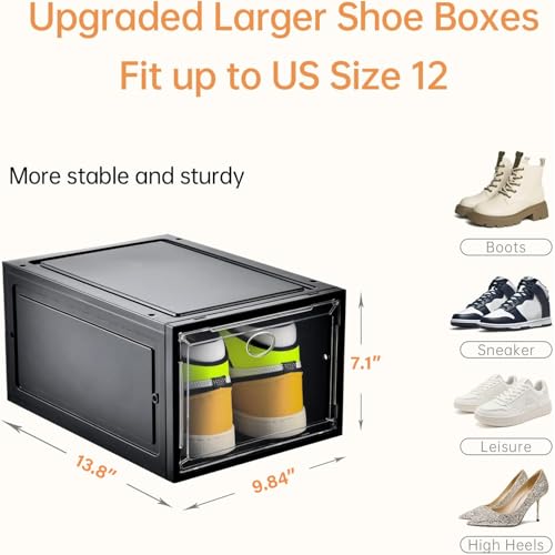 12 Pack Clear Shoe Boxes Stackable
