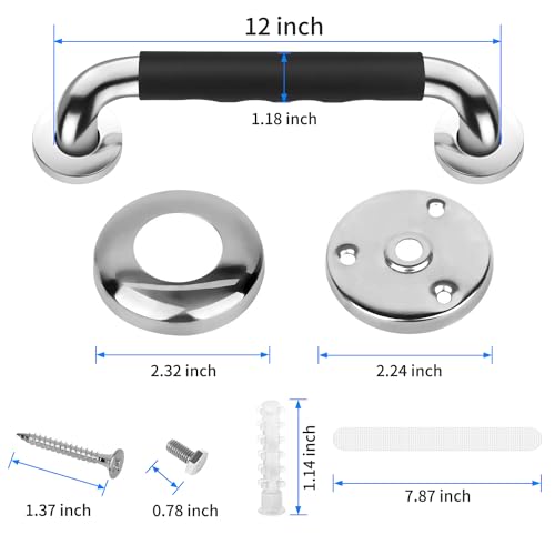 2 Pack Grab Bars for Bathtubs and Showers with Anti Slip Soft Strip