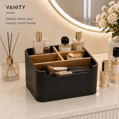 Stylish Desk Organizer and Remote Holder in Black