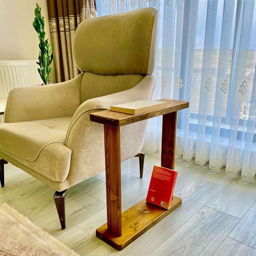 Very Narrow 7 inch Wide Side Table for Small Apartment Between Chairs