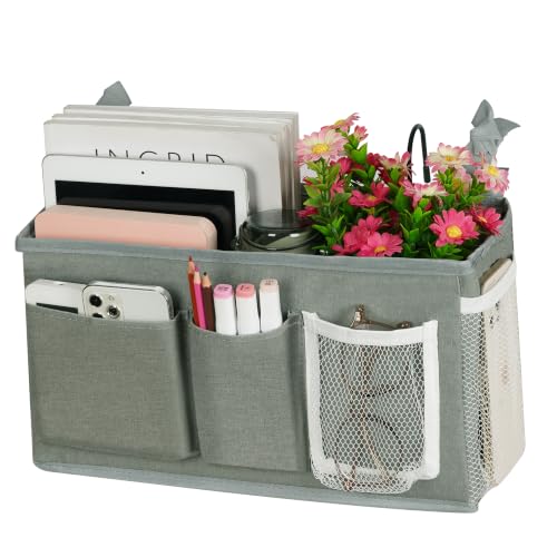 Bedside Caddy Bedside Organizer Bedside Storage Caddy with Fixed Straps and Water Bottle Holder for Home College Dorm Bunk Bed Hospital Bed Crib Bed Rails