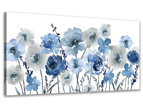 Large Floral Wall Art Grey Cream Brown Flowers Wall Decor Abstract Botanical Canvas Painting Artwork Simple Life Canvas Pictures for Living Room Bedroom Kitchen Home Office Decoration