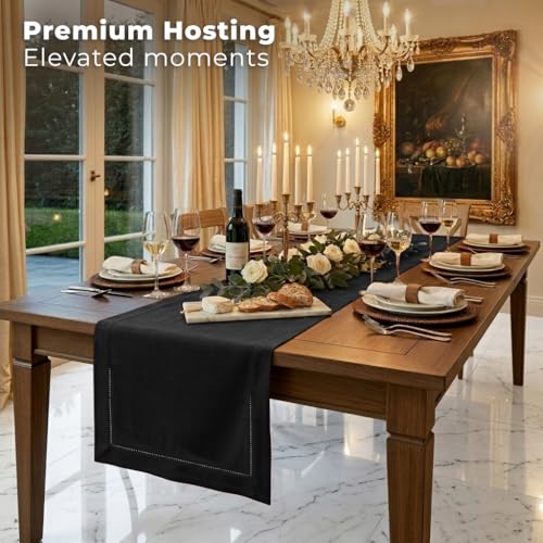 100% Pure Linen Classic Hemstitch Table Runner