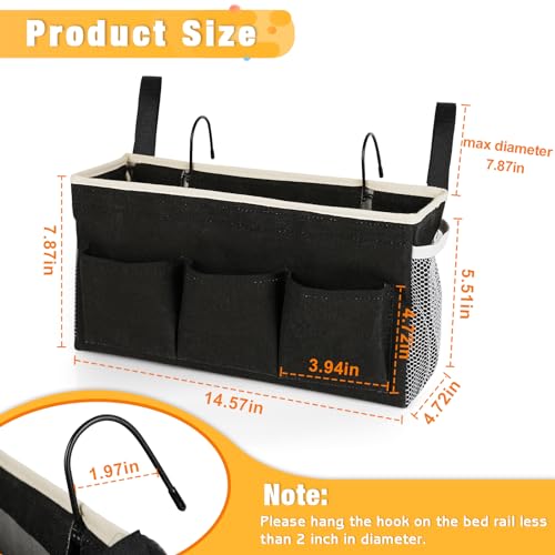 Bedside Caddy Bedside Organizer Bedside Storage Caddy with Fixed Straps and Water Bottle Holder for Home College Dorm Bunk Bed Hospital Bed Crib Bed Rails