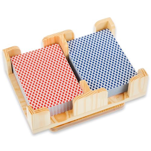 Upgraded Wood Playing Card Holder 360° Rotating