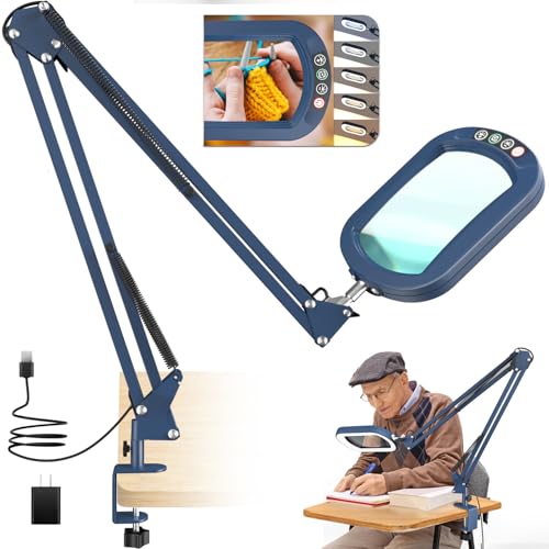Large Magnifying Glass with Light and Clamp