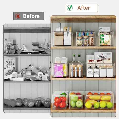 3 6 Pack Pantry Storage Bins with Divider