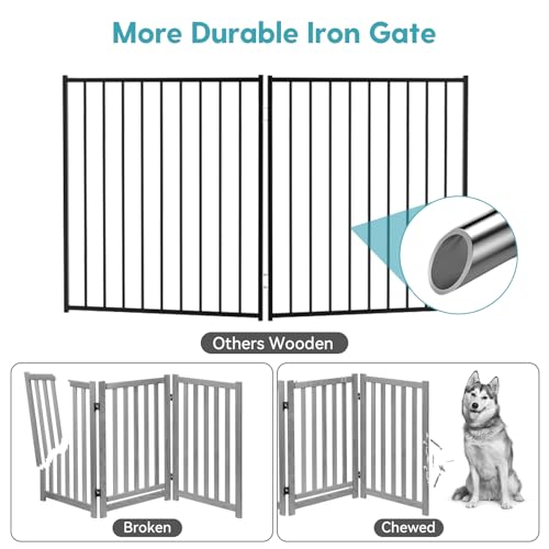 Freestanding Dog Gate with Door for Indoor & Outdoor