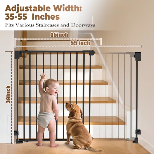 35 55" No Bottom Bar Baby Gates for Stairs