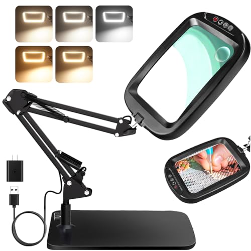 10X 30X Extra Large Magnifying Glass with Light and Stand