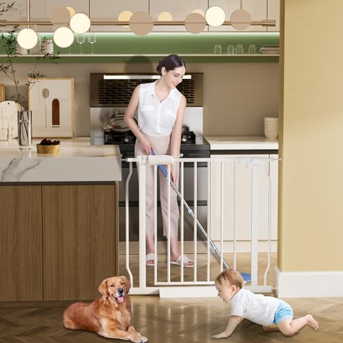 HOOEN White Narrow & Extra Wide Baby Gate for Doorways Stairs 24