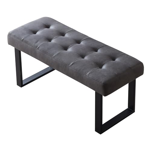 45.3" Upholstered PU Leather Bedroom Bench Footstool with Metal Legs