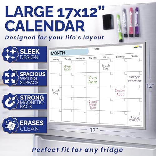 Magnetic Dry Erase Calendar for Refrigerator