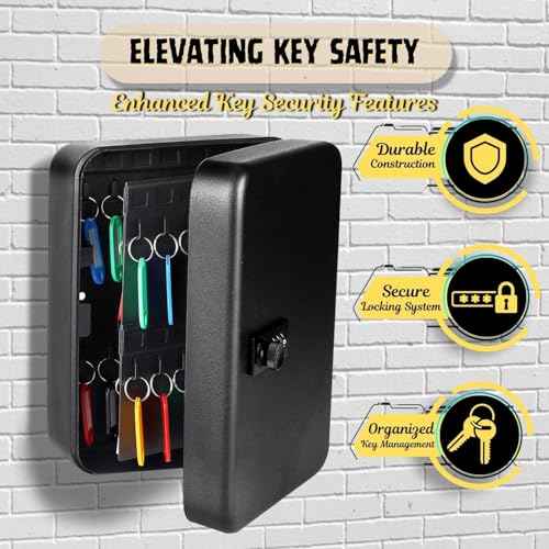 Key Cabinet Steel Box with Combination Lock with Number Tags & Hooks