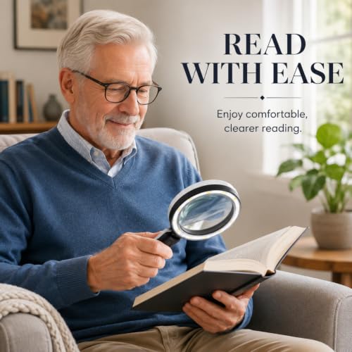 45x Magnifying Glass with Light for Reading