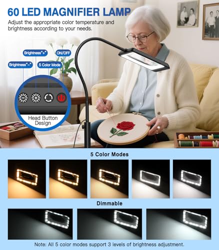 10X Large Floor Magnifying Glass with Light and Stand