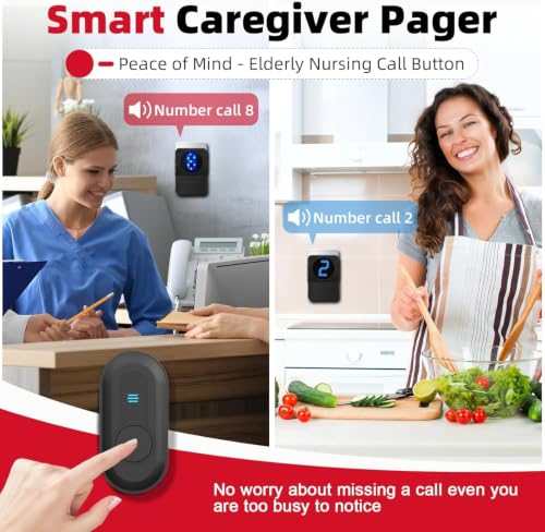 Caregiver Pager Wireless Call Button System Call Bell Alert Button Wireless Calling System for Elderly at Home