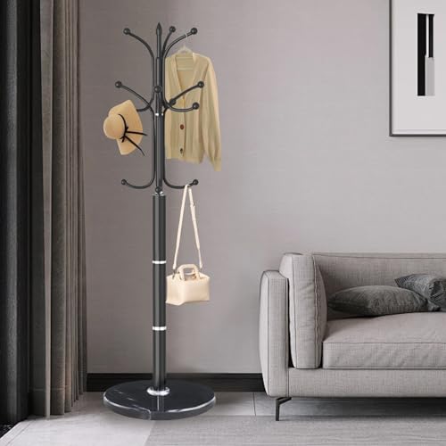 Modern Metal Coat Rack Stand with Natural Marble Base