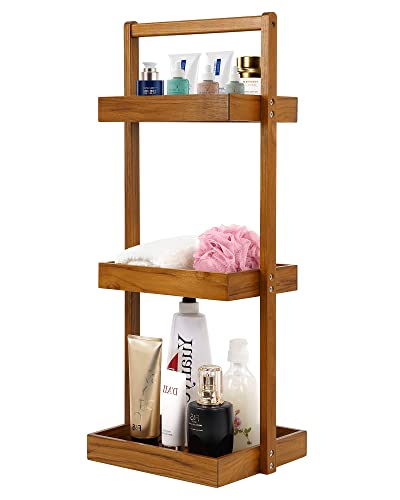 Teak Wood Shower Caddy Corner