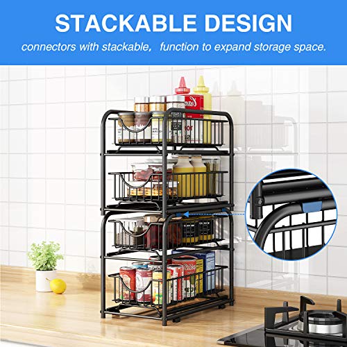 under sink storage 2 Tier Stackable Sliding Basket Organizer Drawer For Kitchen And Bathroom