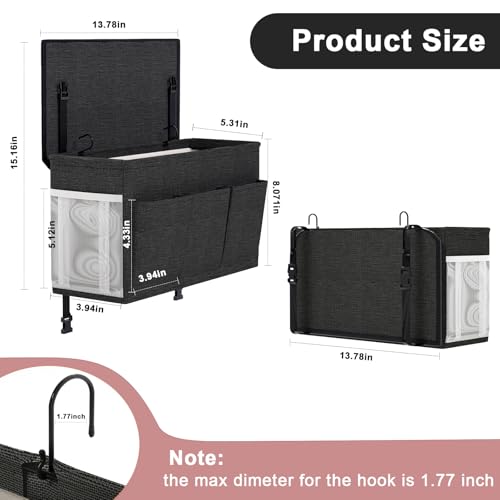 Bedside Caddy Bedside Organizer with Fixed Straps & Water Bottle Holder