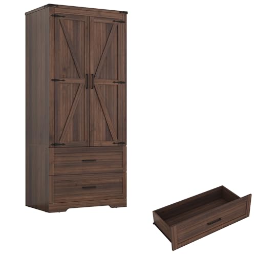 4 Doors Wardrobe Armoire Closet with Doors and Drawers