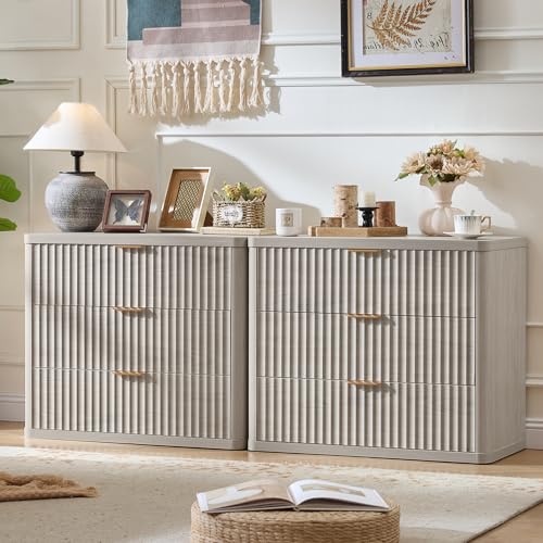 Wide Fluted Nightstand for Large Spaces