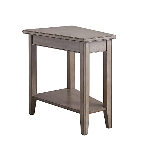 Laurent Solid Wood Recliner Wedge End Side Table with Shelf