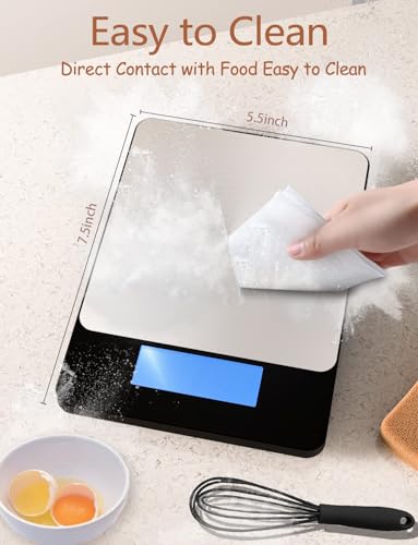 Food Scale 33lb Digital Kitchen Scale for Food Ounces Grams Rechargeable 303 Stainless Steel