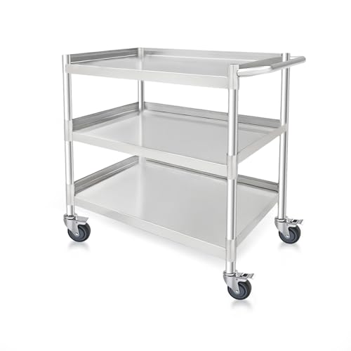 3 Shelf Stainless Steel Rolling Utility Cart