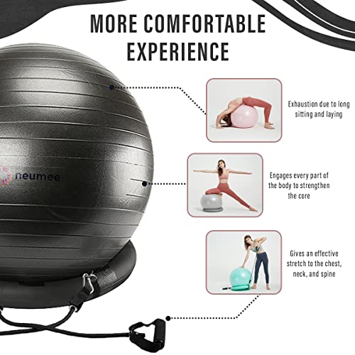 Yoga Ball Chair with 65cm Exercise Ball & 2 Resistance Bands
