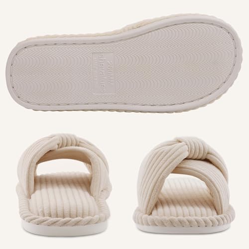 Summer House Slippers for Women Corduroy Open Toe Indoor Slippers