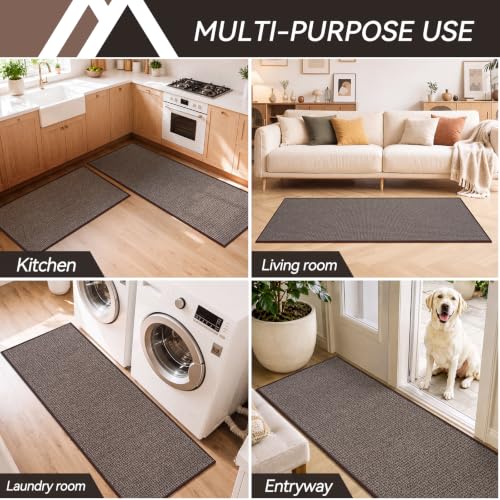 Kitchen Rugs Non Slip Washable Kitchen Mat for Floor Khaki 17"x71"