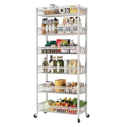 6 Tier Shelf Wire Shelving Adjustable Storage Shelves Basket Rack