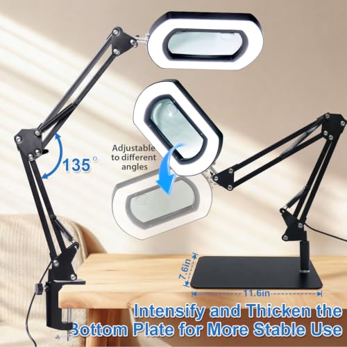 12X Magnifying Glass with Light and Stand
