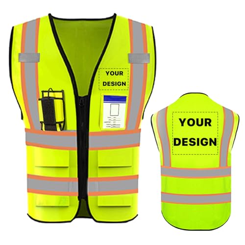 High Visibility Reflective Safety Vest with Pockets Custom Your Logo Safety Workwear