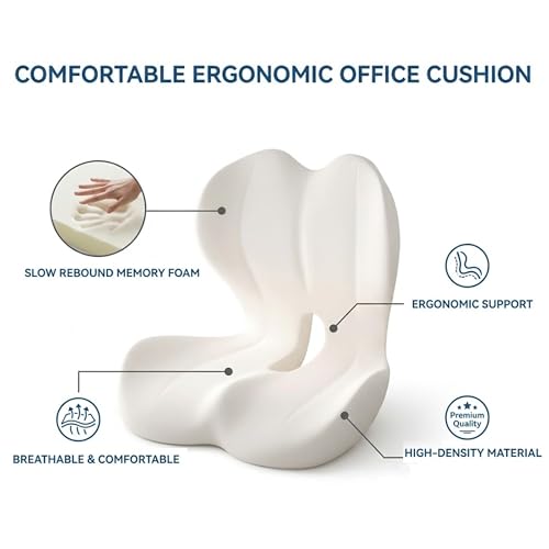 Seat Cushion Premium Ergonomic Memory Foam Car & Office Chair Seat Cushion
