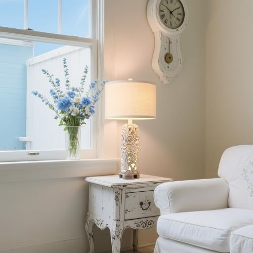 Set of 2 Rustic Farmhouse Table Lamps for Living Room Bedroom