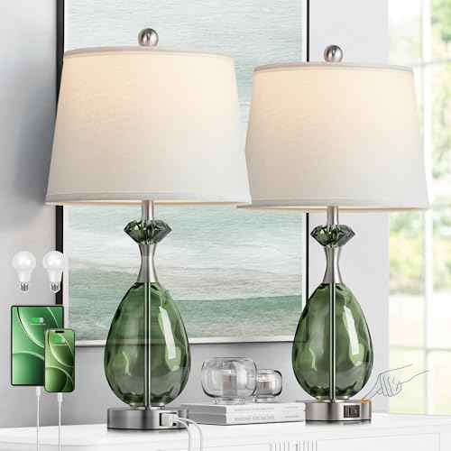Coastal Glass Table Lamps Set of 2