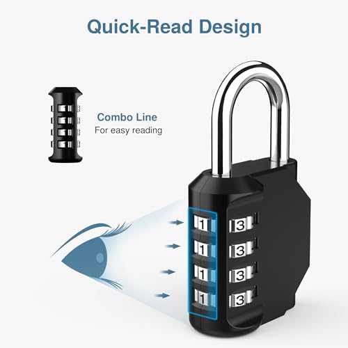Combination Lock for Locker 4 Digit Outdoor Waterproof Padlock for School