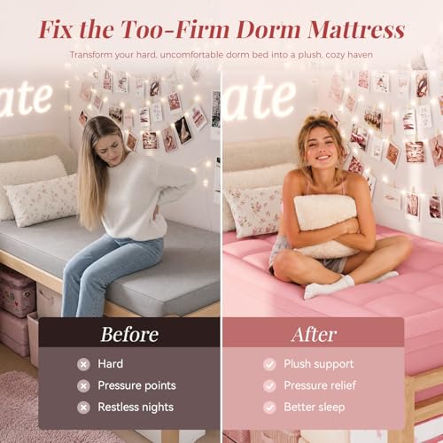 3 Inch Dual Layer Memory Foam Mattress Topper Pink