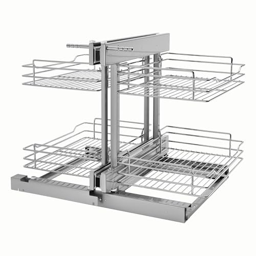 Chrome Two Tier Wire Bottom Optimizer for Blind Corner Cabinet Openings