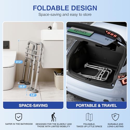 Foldable Toilet Safety Rails for Seniors
