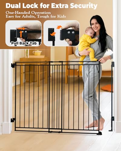34 53" No Bottom Bar Baby Gates Dog Gate for Stairs