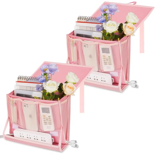 Bedside Caddy Bedside Storage Organizer Bedside Organizer with Power Strip Holder and 2 Adjustable Straps for Home Bunk Bed College Dorm Sofa